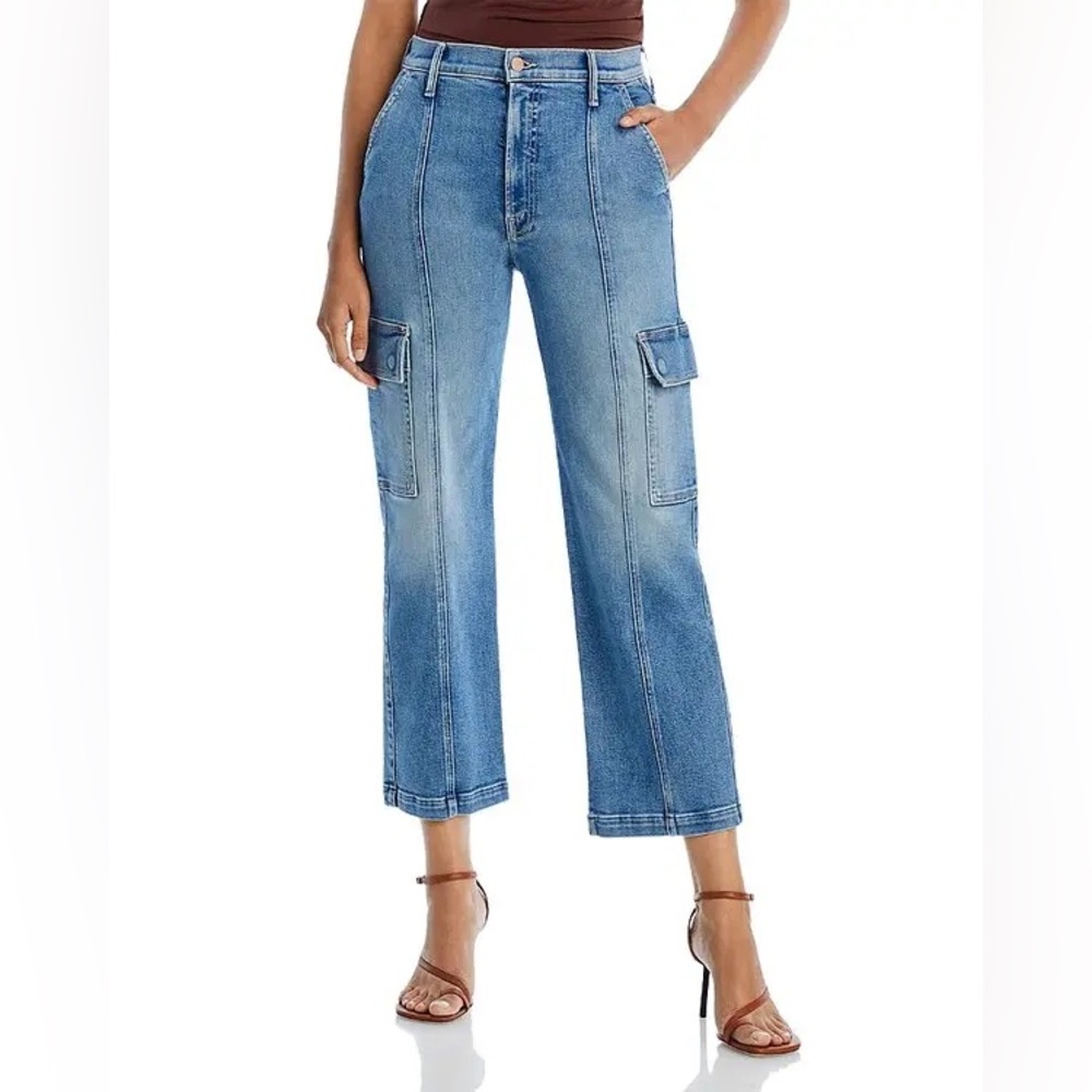 Mother Rambler Cargo Ankle Jeans Riding The Cliffside Size 25 Straight Leg Blue
